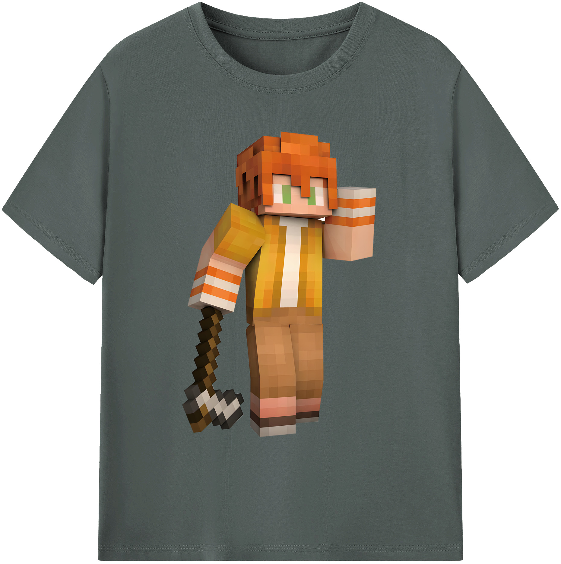 （画像用） マインクラフト ブロックの世界 Minecraft MC Block world 綿100％ メンズ半袖Tシャツ｜肌触りやわらか＆通気性